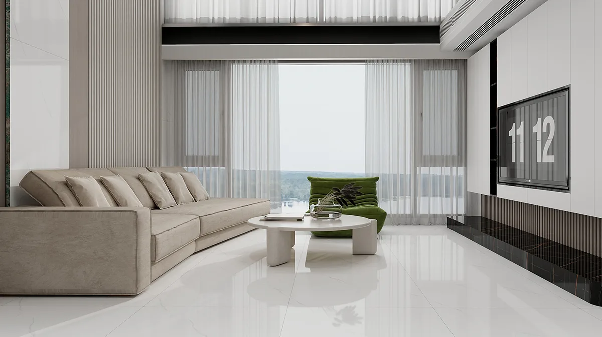 England White ceramic surface in a room setting