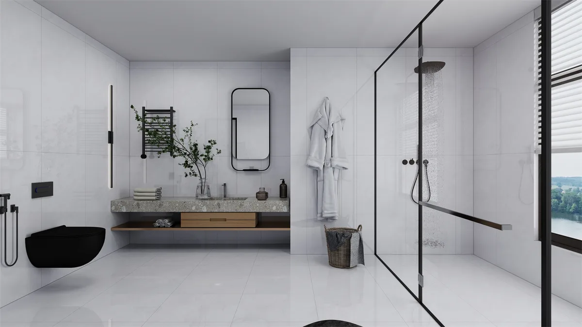 Snow Velvet Grey ceramic surface in a room setting