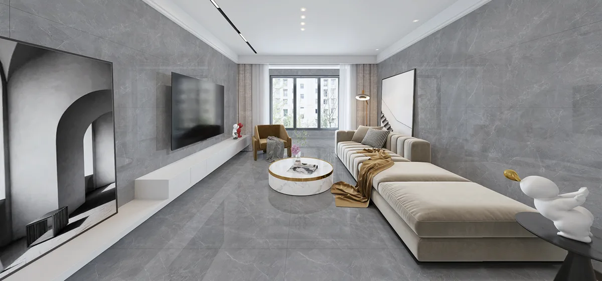 Omis Grey ceramic surface in a room setting