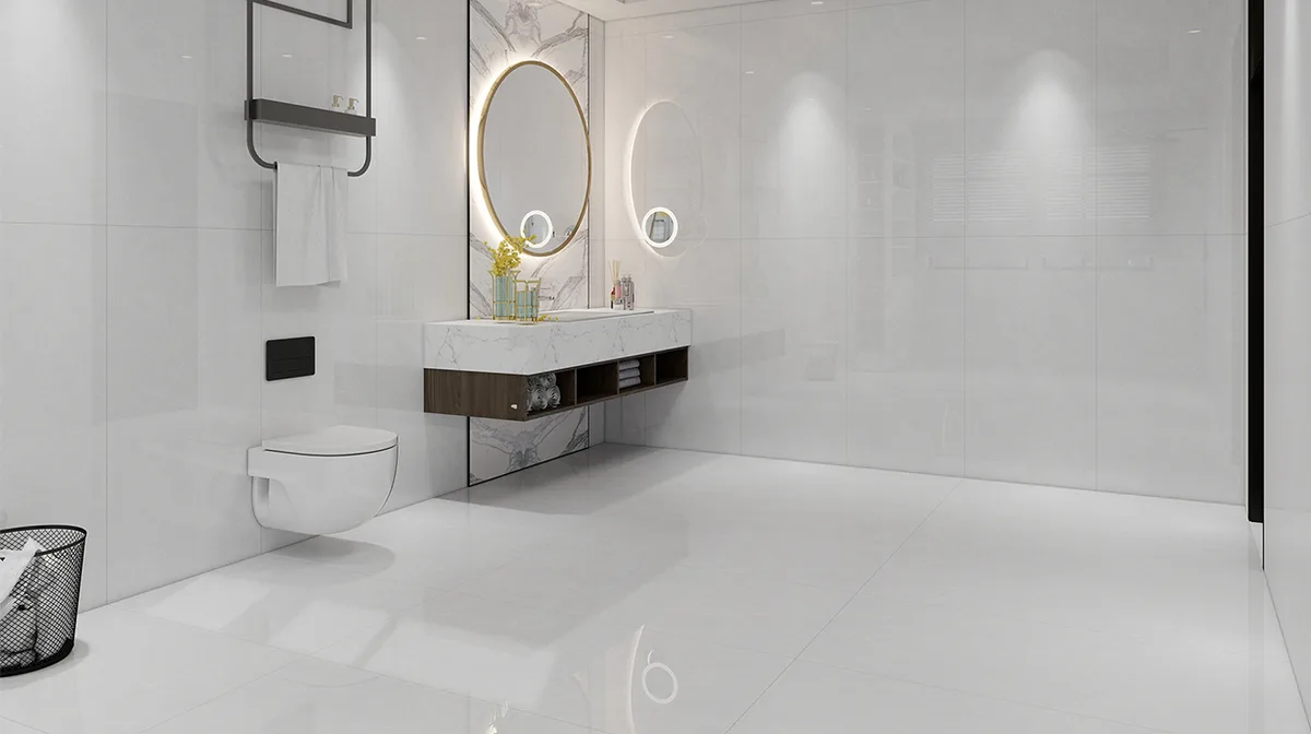 Silver Smoke Grey ceramic surface in a room setting
