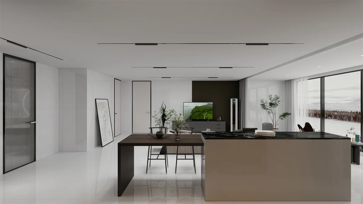 Gemila Grey ceramic surface in a room setting