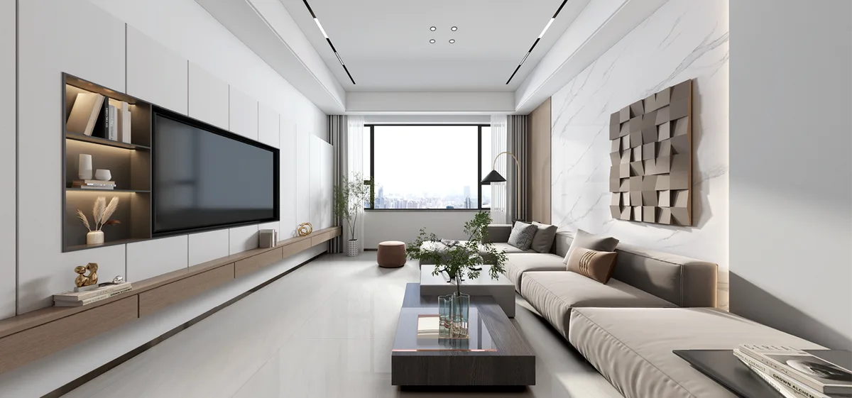 Platinum Sand ceramic surface in a room setting