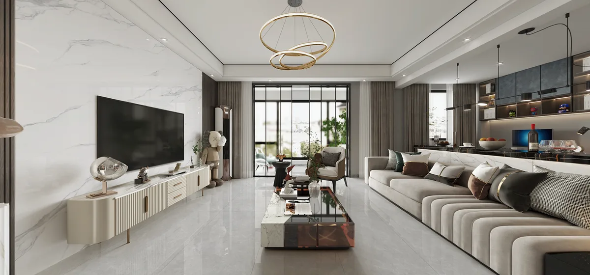 Parsay Grey ceramic surface in a room setting