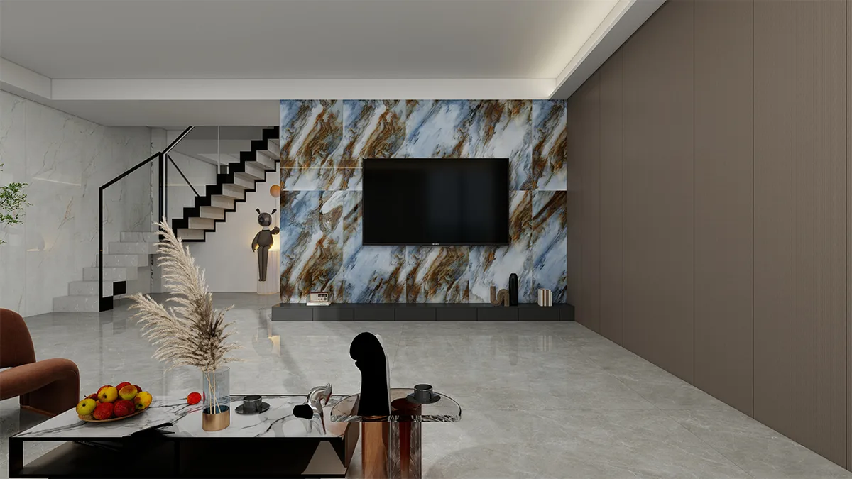 Coral Sea ceramic surface in a room setting