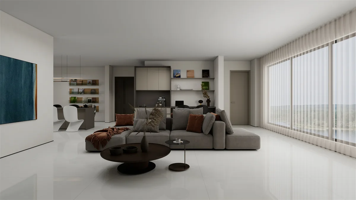 Cloud Sand ceramic surface in a room setting