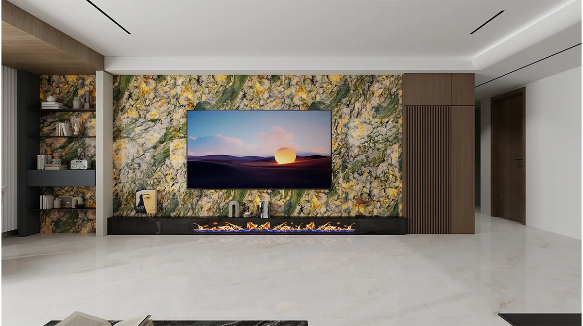 Shimmering Light ceramic surface in a room setting