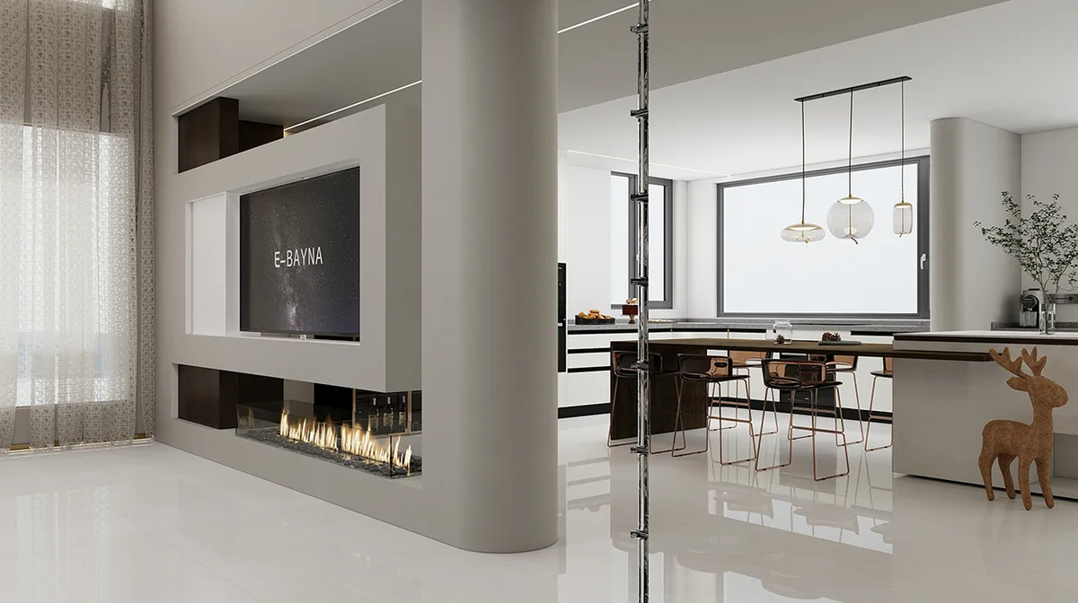 Silver Smoke Grey ceramic surface in a room setting