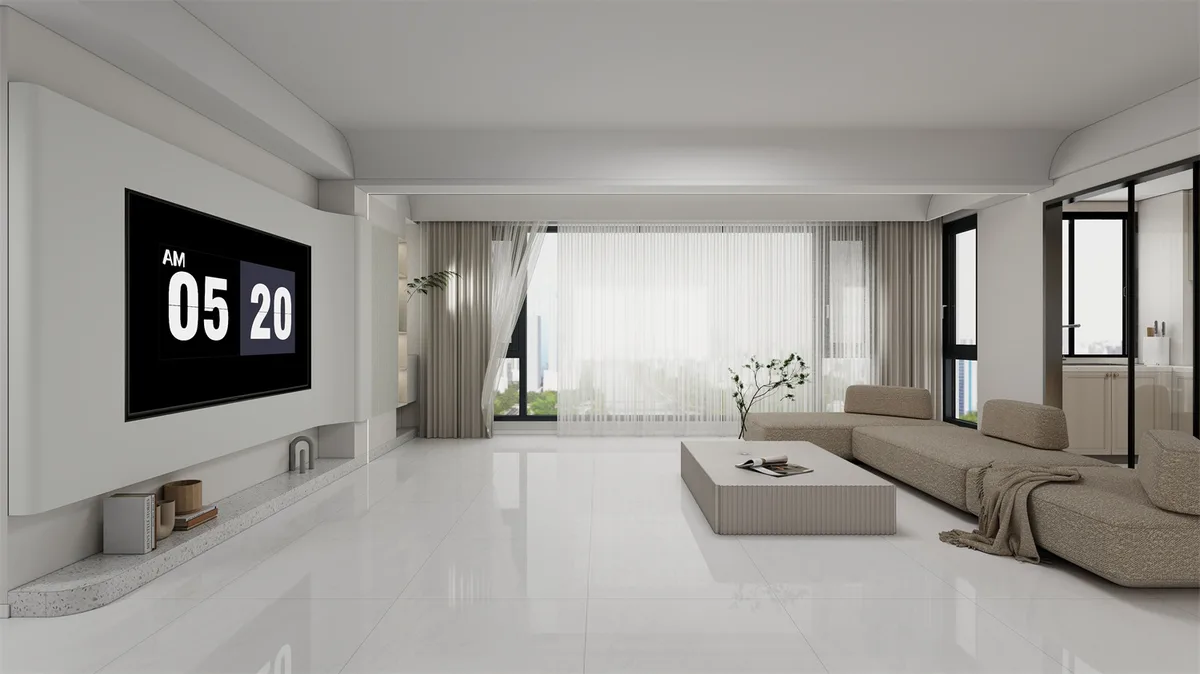 Pearl Grey ceramic surface in a room setting