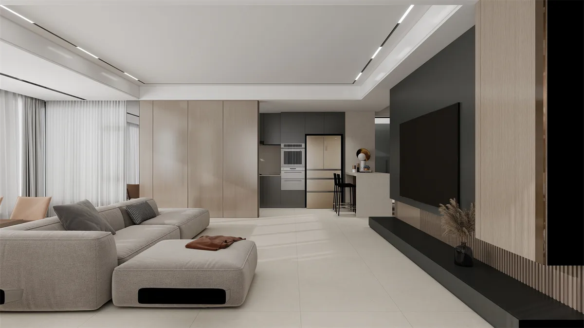 Beige Limestone ceramic surface in a room setting