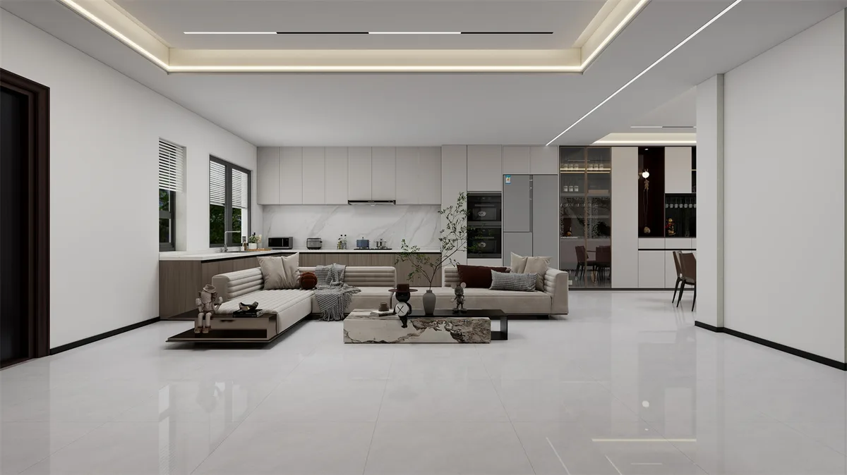 Xipu Grey ceramic surface in a room setting