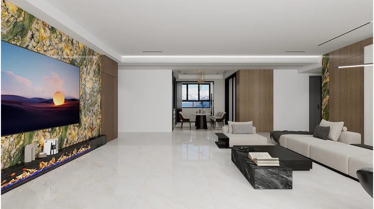 Shimmering Light ceramic surface in a room setting