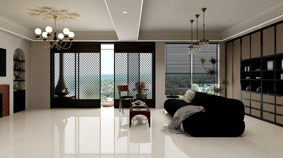 Owen Beige ceramic surface in a room setting