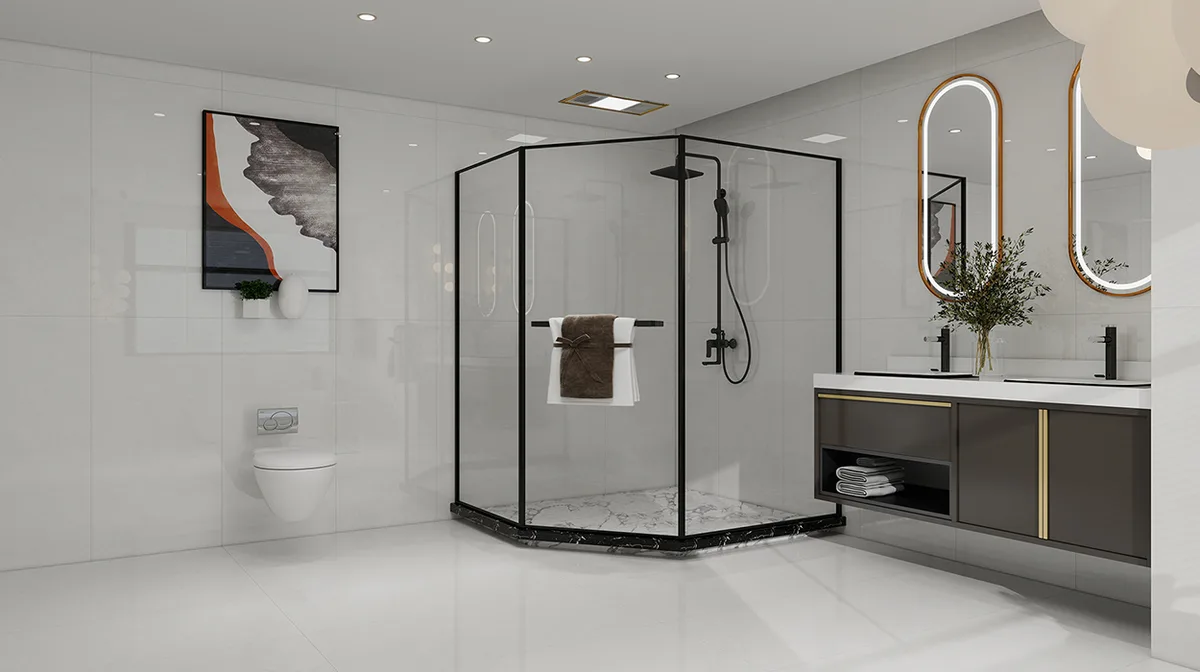 Xinglan Grey ceramic surface in a room setting