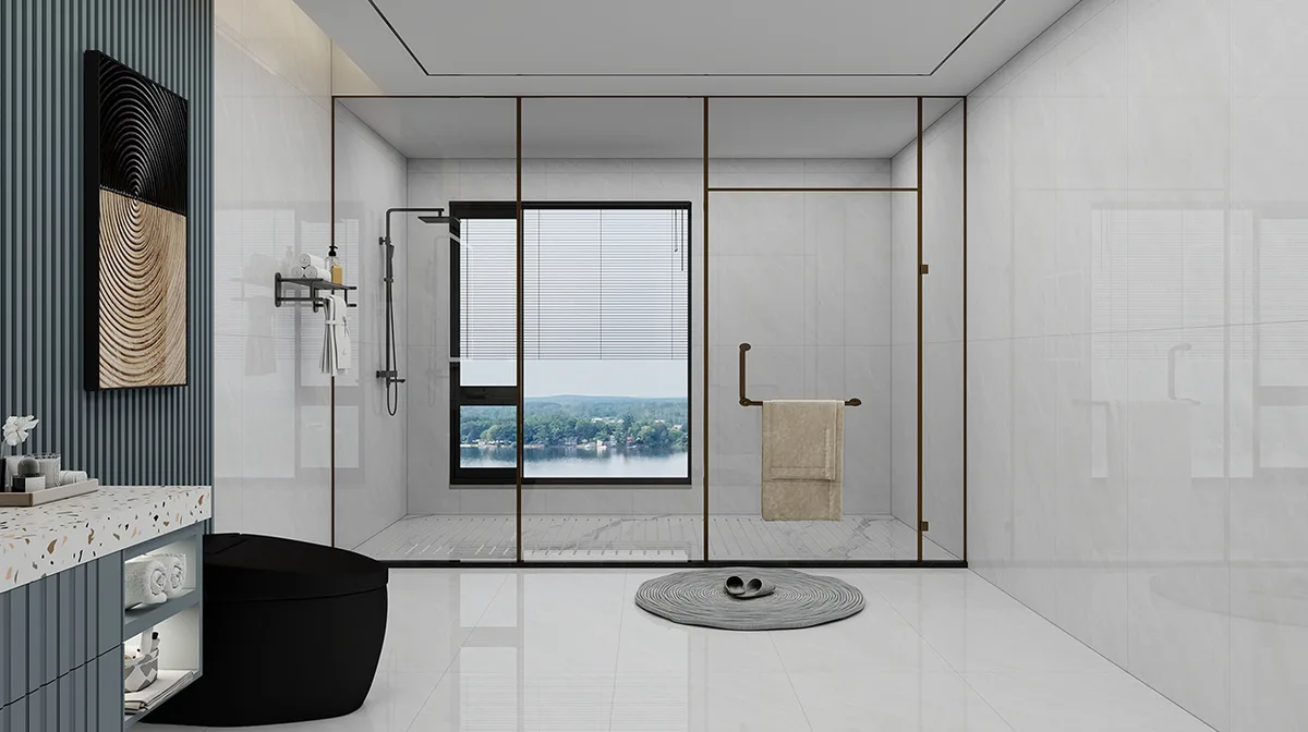 Empire Grey ceramic surface in a room setting