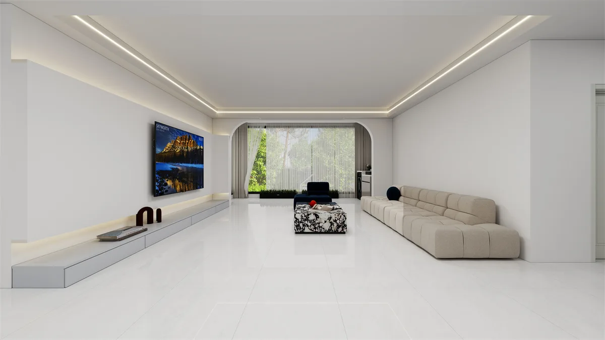 Pearl Grey ceramic surface in a room setting