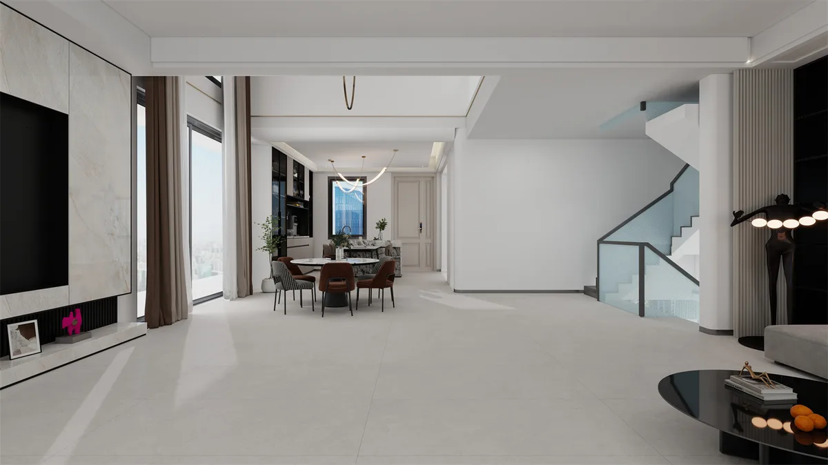 Light Grey Limestone ceramic surface in a room setting