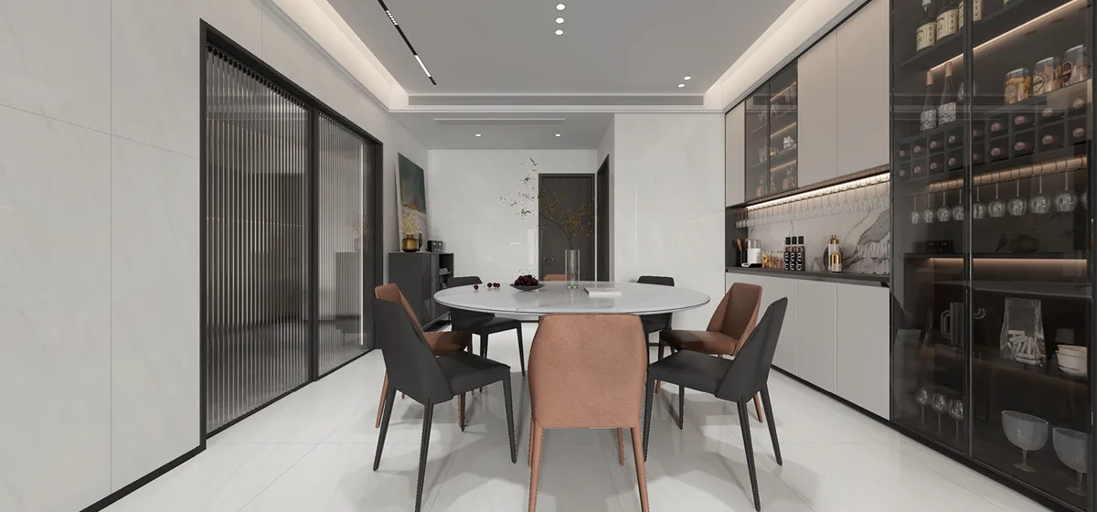 Platinum Sand ceramic surface in a room setting