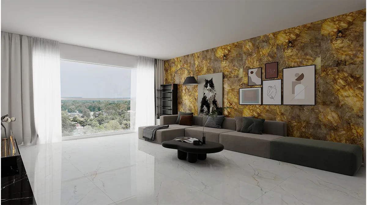 Pine & Rain ceramic surface in a room setting