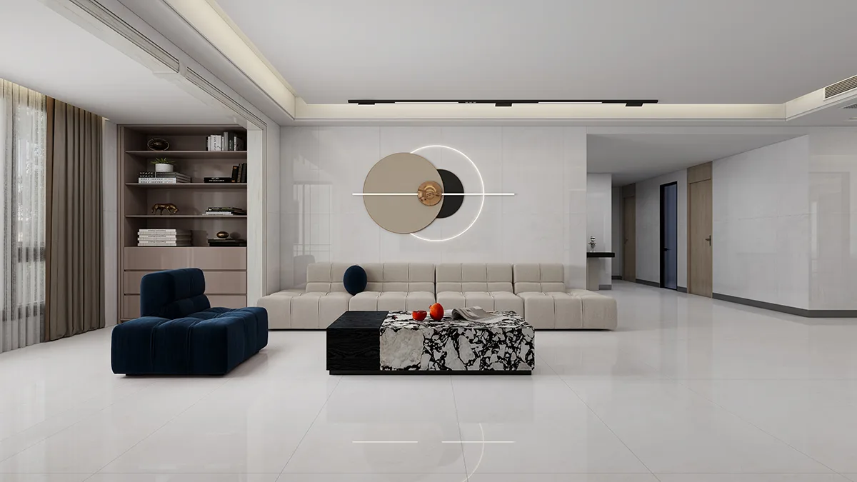 St Michael Grey ceramic surface in a room setting