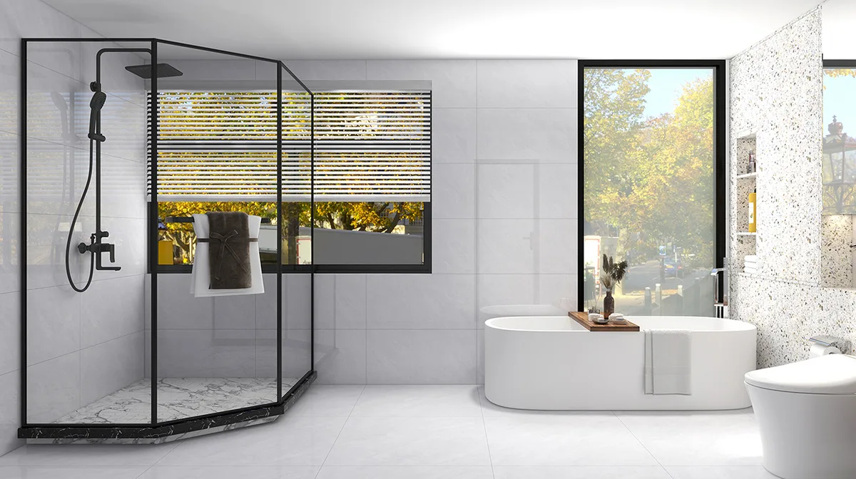 Xipu Grey ceramic surface in a room setting