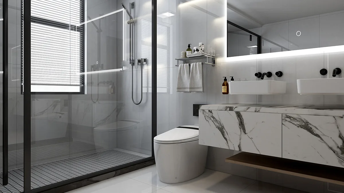 Napa Grey ceramic surface in a room setting
