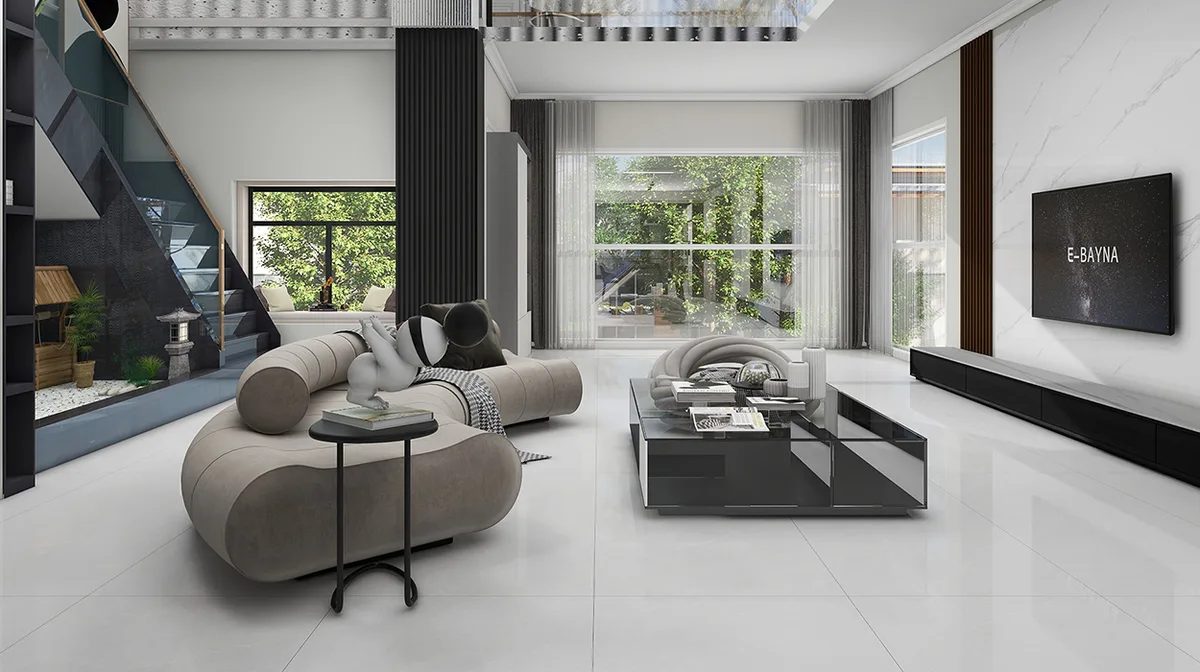 Napa Grey ceramic surface in a room setting