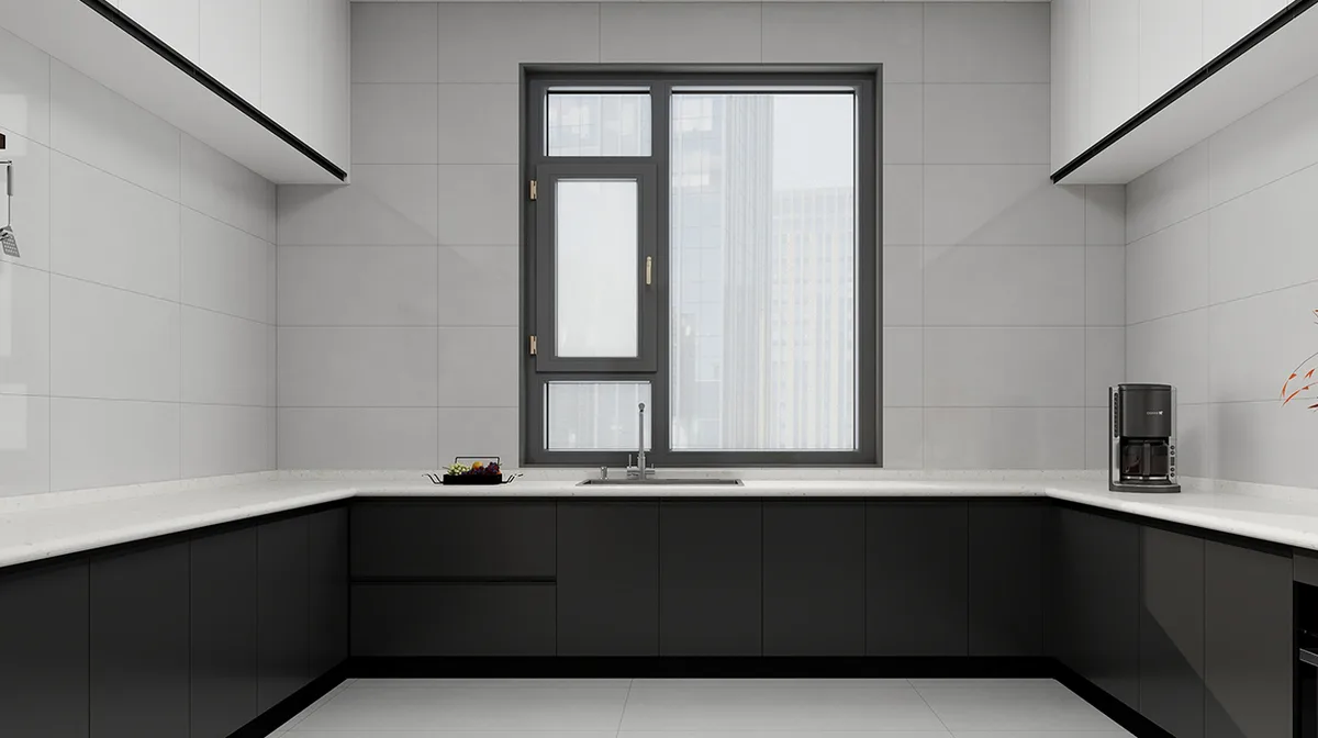Napa Grey ceramic surface in a room setting