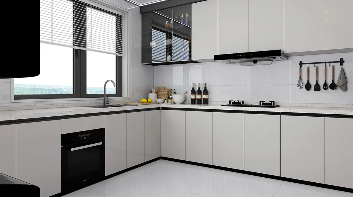 Grey ceramic surface in a room setting