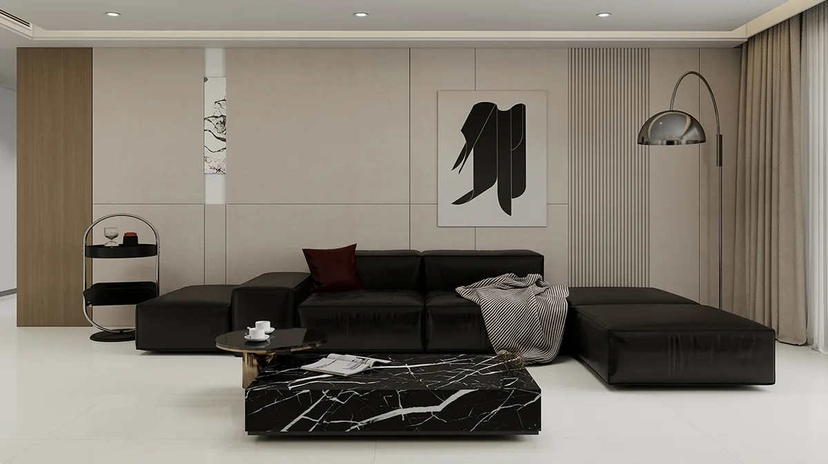 Champagne Cream ceramic surface in a room setting