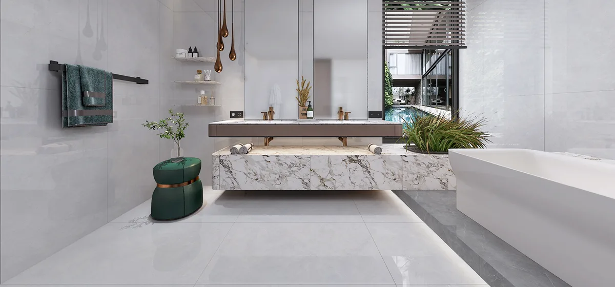 Toski Grey ceramic surface in a room setting