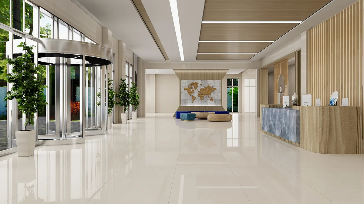 Owen Beige ceramic surface in a room setting