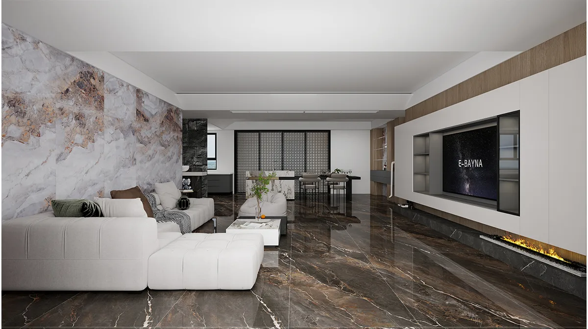 Obsidian Brown ceramic surface in a room setting
