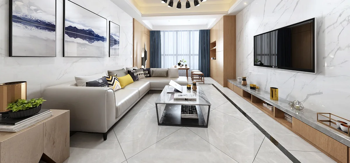 Lightning Grey ceramic surface in a room setting