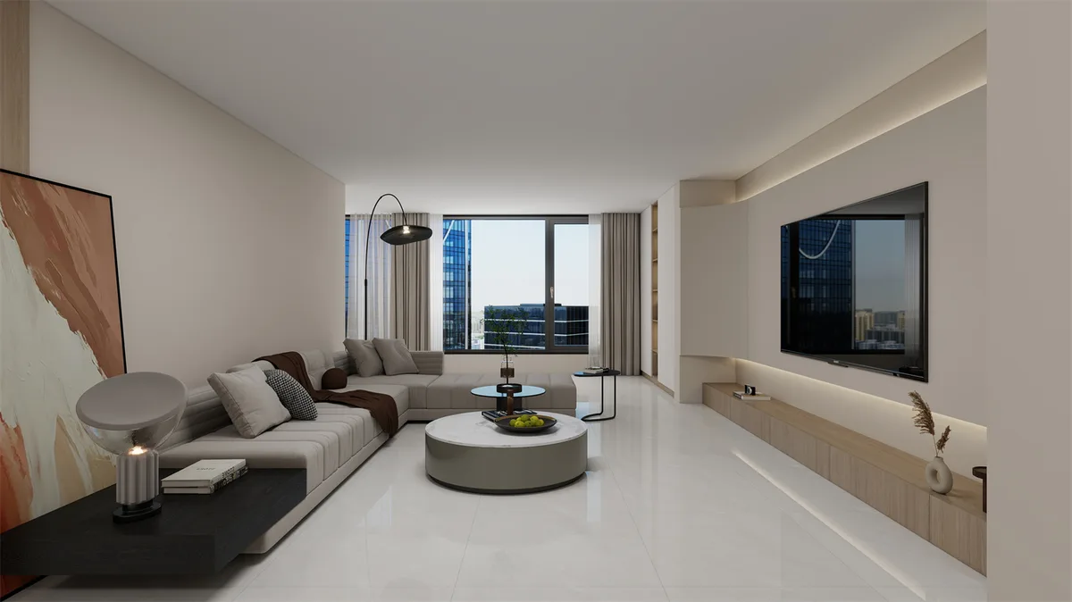 Snowland Grey ceramic surface in a room setting